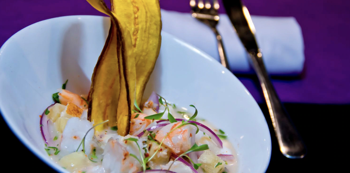 Platano y ceviche