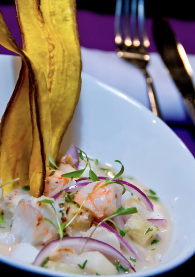 Platano y ceviche